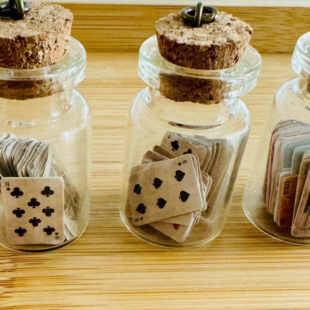 NWT Miniature Card Deck in Glass Jar with Cork Charm - QTY 1
